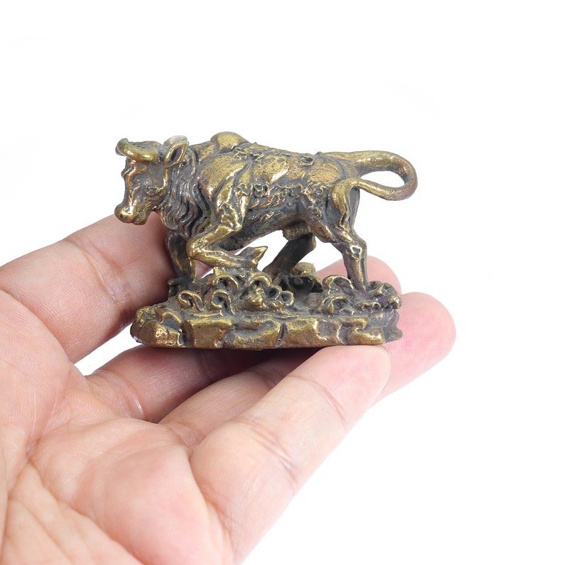 Miniature goat lucky charm thai amulet brass figurine magic love business