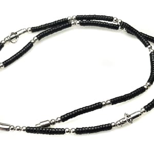 Thai Amulet Necklace: Handmade Stainless Steel, Coconut Shell Beads, 28 Inches