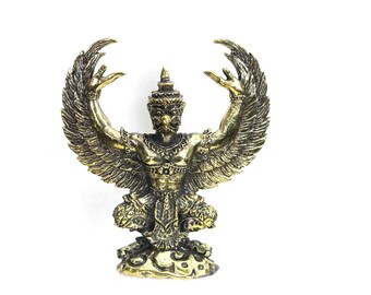 Brass mini statue Thai Garuda Phaya krut King of Garuda Talisman Thai Amulet Pendan Buddha Protect Life The Power Nice Magic Holy