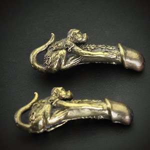 2 amuletos tailandeses Palatkhik Takrut de latón con forma de mono: dinero, amor, éxito.