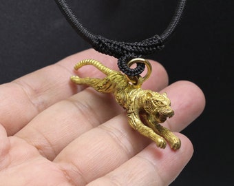 The Tiger Talisman LuangPu Yaem &Takrut Yant HaTaew Rare Thai Amulet Pendant Best Holy bring you Luck Charm Necklace  Rope 28 Inches