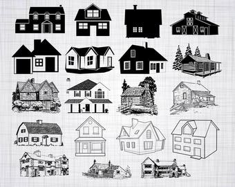 house silhouette etsy