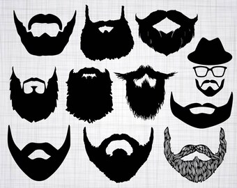 Beard SVG Bundle, Beard SVG, Beard Clipart, Beard Cut Files For Silhouette, Files for Cricut, Vector, Facial Hair Svg, Dxf, Png, Eps, Decal
