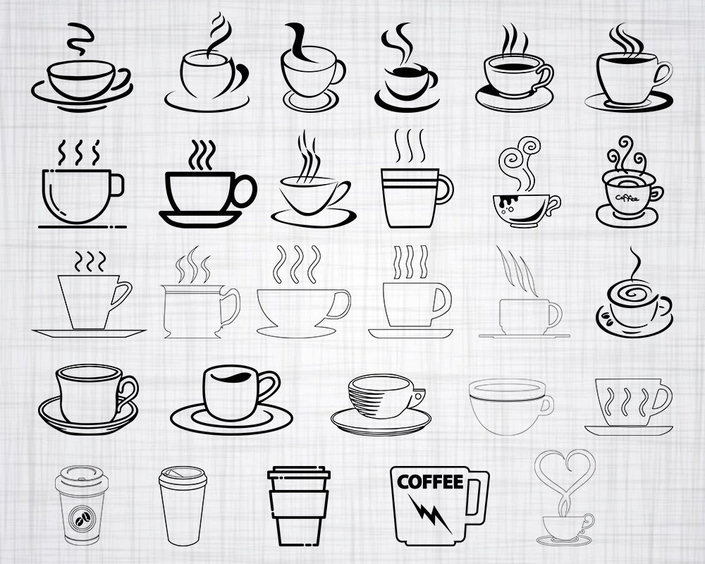 Download Coffee Cup Outline SVG Bundle Coffee Cup SVG Coffee Cup | Etsy