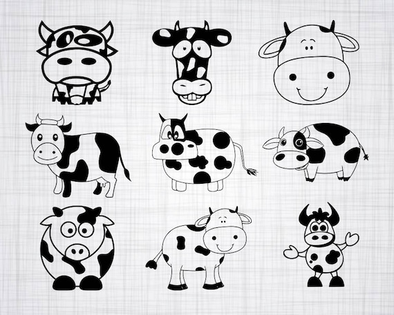 Cute Cow SVG Bundle Cute Cow SVG Cute Cow Clipart Cut ...