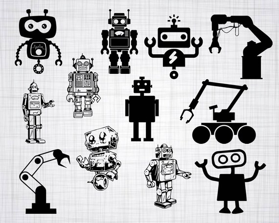 Robot Dxf Files Robot Scrapbooking Robot Clipart Image Robot Digital Cut File Robot Cricut Cut File Robot Cricut Svg