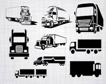 Truck SVG Bundle, Truck SVG, Truck Clipart, Cut Files For Silhouette, Files for Cricut, 18 Wheeler Vector, Long Haul Svg, Dxf, Png, Decal