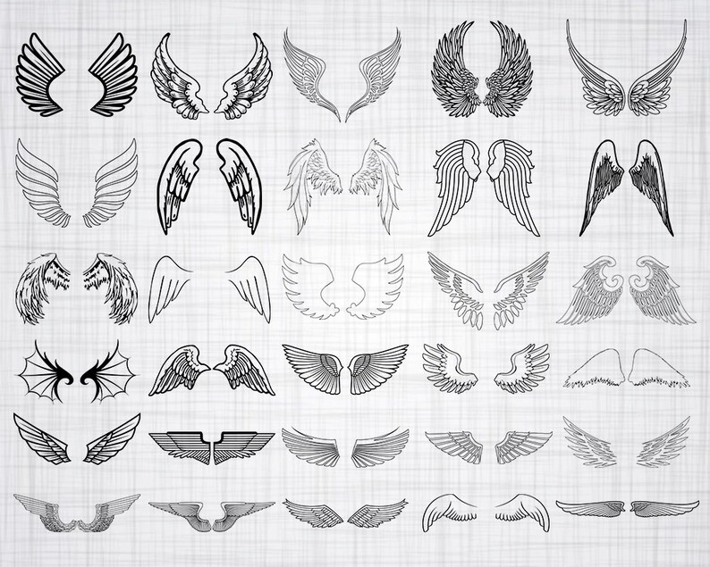 Wings Outline SVG Bundle Wing SVG Angel Wings Svg Wings | Etsy