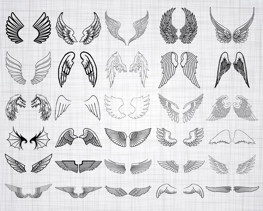 Download Wings Outline SVG Bundle Wing SVG Angel Wings Svg Wings | Etsy