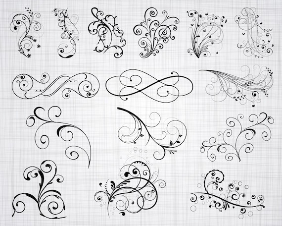 Download Decorative Vine Ornaments Svg Vine Svg Swirls Svg Clipart Etsy