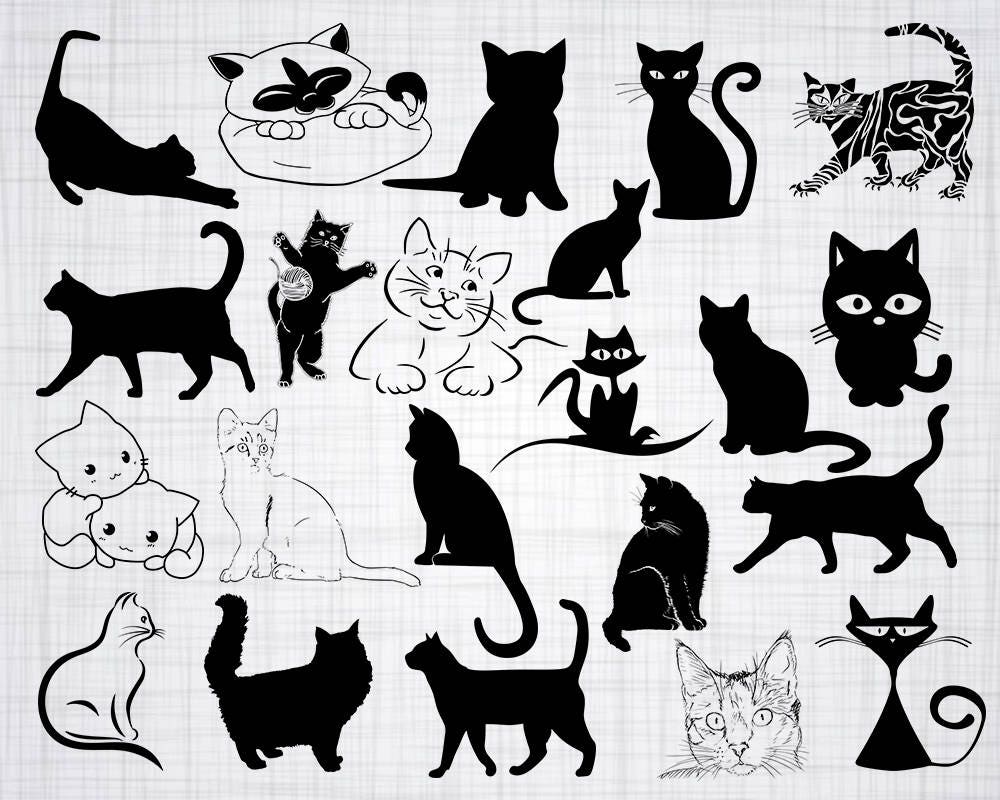 Download Cat SVG Bundle Cat SVG Cat Clipart Cat Cut Files For | Etsy