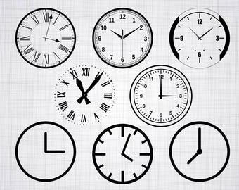 Clock SVG Bundle, Watch SVG, Clock Clipart, Cut Files For Silhouette, Files for Cricut, Vector, Time Svg, Wall Clock Svg, Dxf, Png, Decal