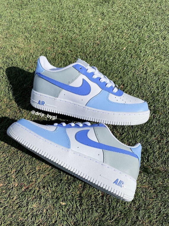 Custom Glacier Blue/grey Color Block Air Force 1 