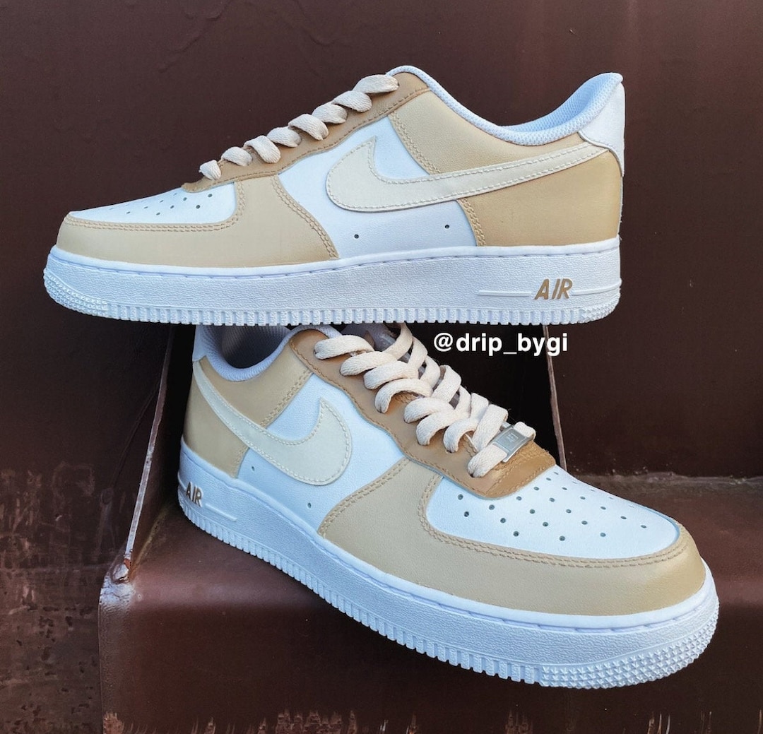 Custom Nude Beige Colorblock Air Force 1's | Custom Sneakers | Custom ...
