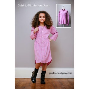 Shirt to Finnieston Dress Sewing Pattern - How to upcycle a work shirt into a dress - Full Tutorial - Ecofriendly & no buttonholes!