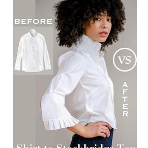 Naaipatroon shirt refashion: Stockbridge-top, mouw met ruches (pdf-patroon)
