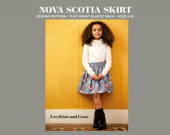 Easy Skirt Sewing Pattern: Nova Scotia Skirt, Ages 2-16 (Digital Download)