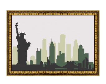 Nedladdningsbart korsstygnsmönster för New Yorks skyline