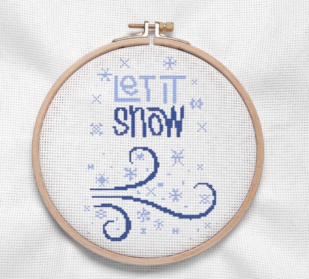 Blue Let It Snow Downloadable Cross Stitch Pattern - Etsy
