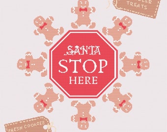 Santa Stop Here Downloadable Cross Stitch Pattern