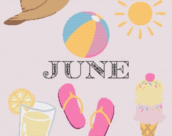 Monthly Cross Stitch Calendar- June Downloadable