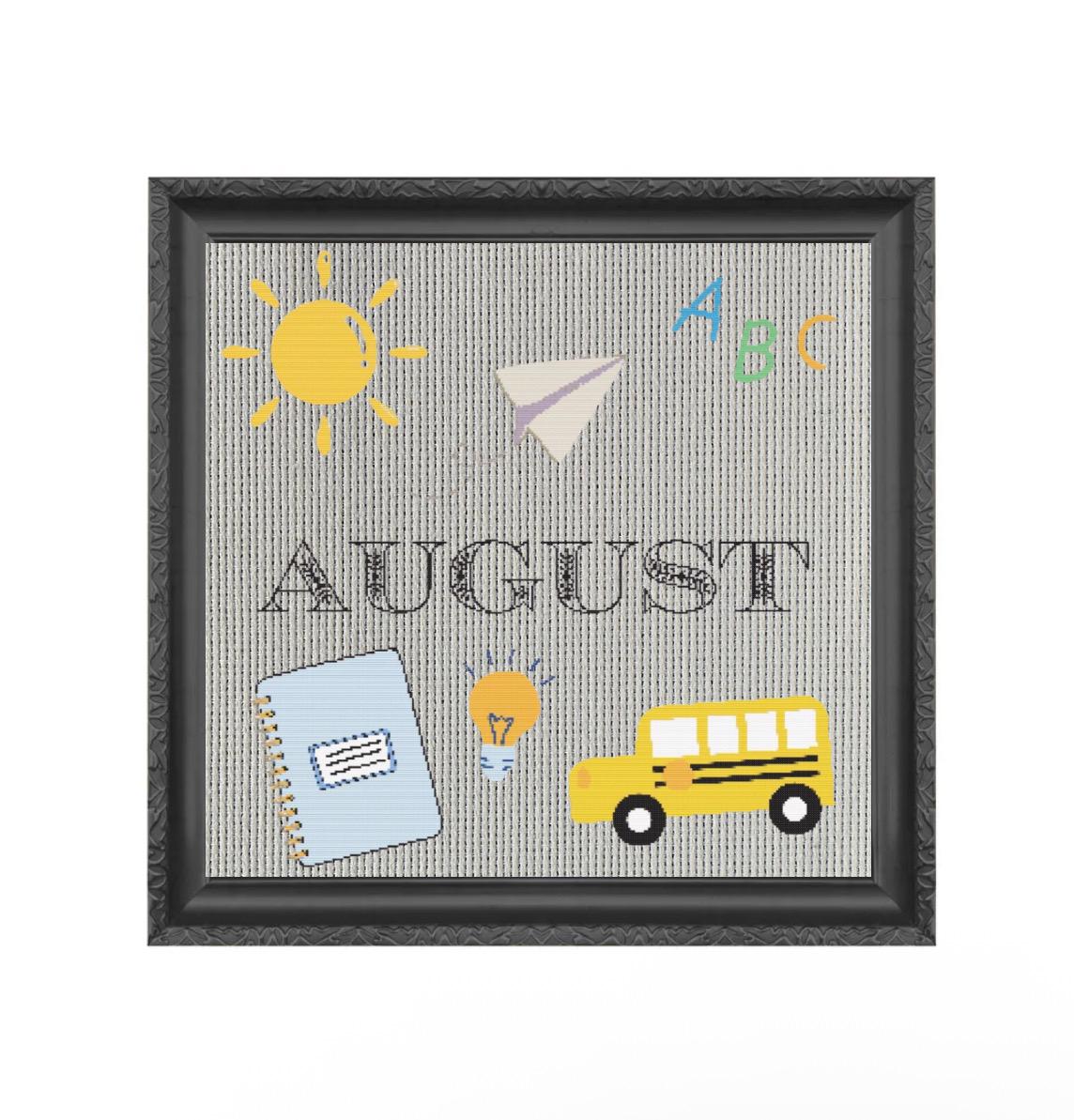 Monthly Cross Stitch Calendar- August Downloadable