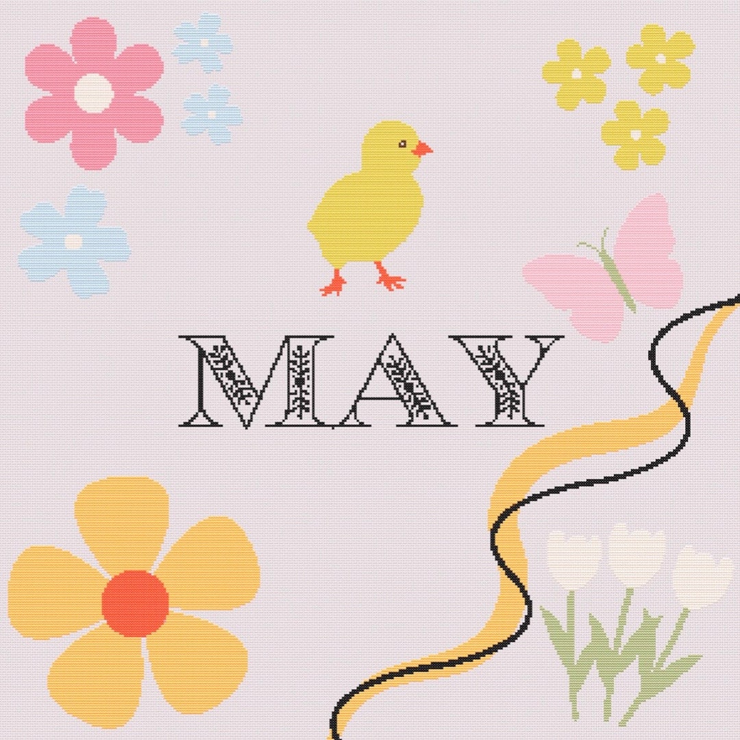 Monthly Cross Stitch Calendar- May Downloadable - Etsy