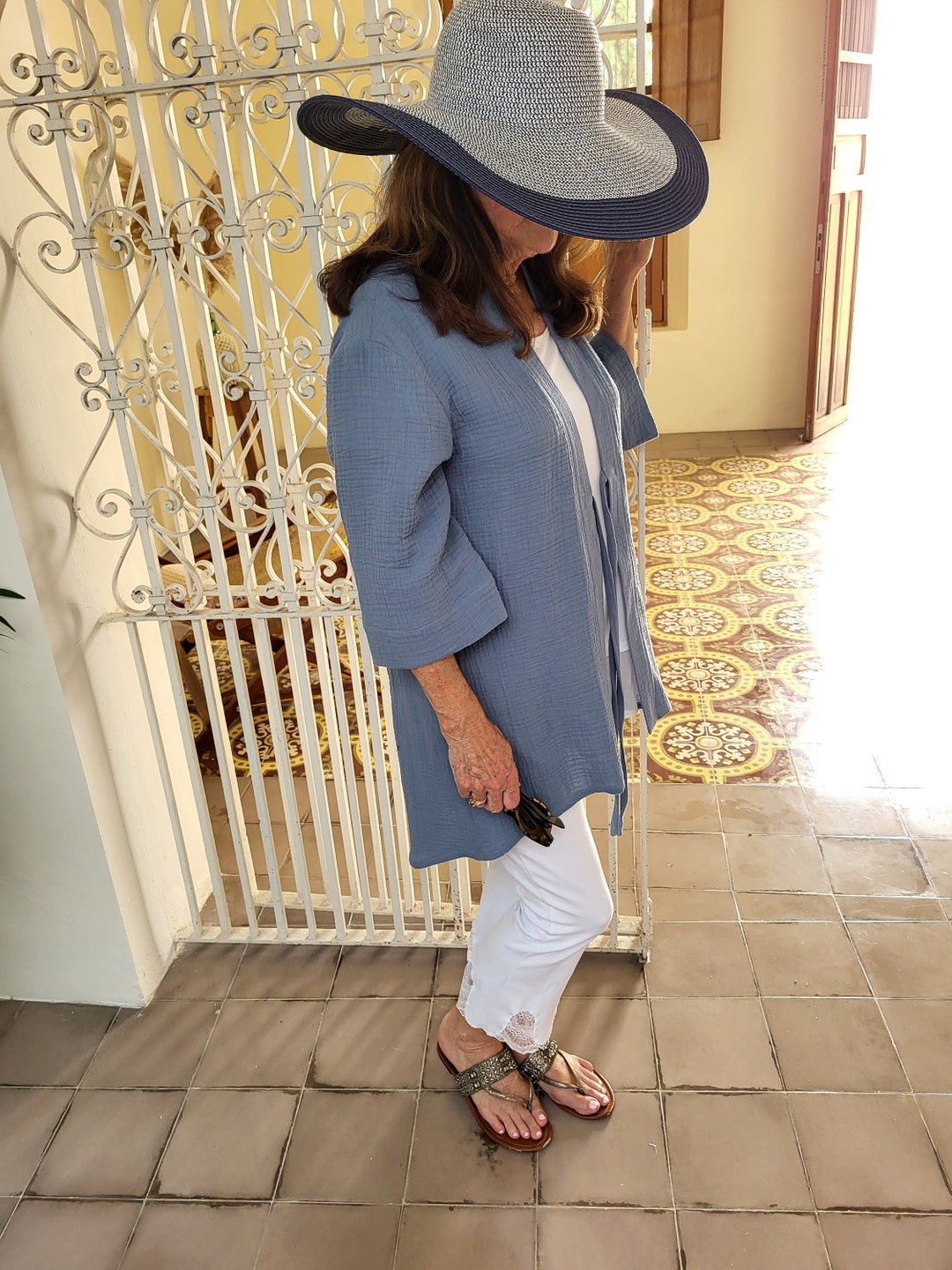 Cotton Gauze Kimono Kimono Cardigan Cotton Topper Semi Etsy