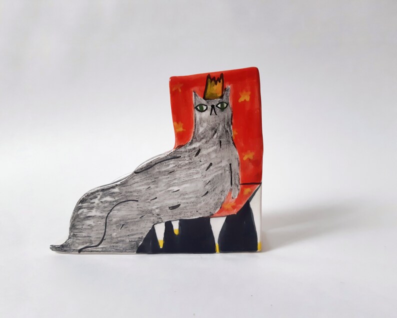 Black Cat Napkin Holder Handmade Pottery Ceramic Sponge Etsy