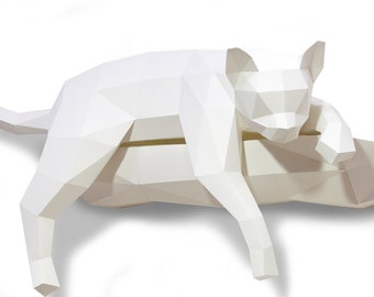 Cat Papercraft, 3D PDF , Papercraft Animals, Low Poly DIY, DIY Paper 3D Art, Diy Paper Statue