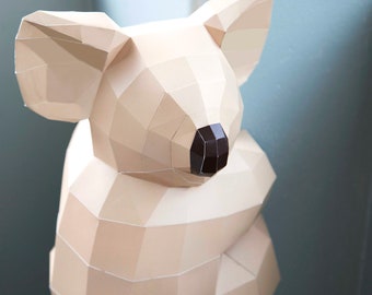 Koala Papercraft, 3D PDF , Papercraft Animals, Low Poly DIY, DIY Paper 3D Art, Diy Paper Statue