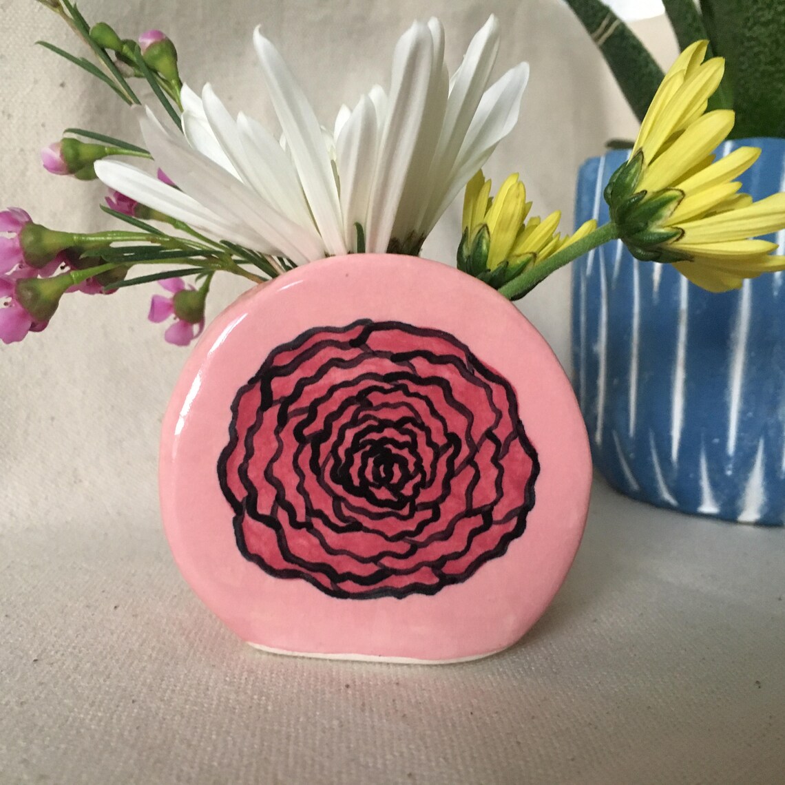 Ceramic Vase / Ceramic Pink Vase / Flower Vase / Small Pink Etsy