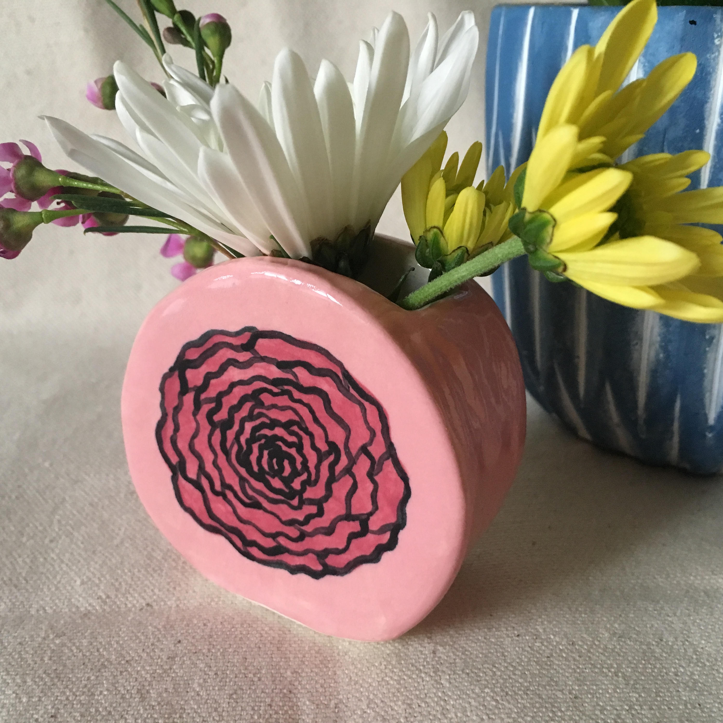 Ceramic Vase / Ceramic Pink Vase / Flower Vase / Small Pink Etsy