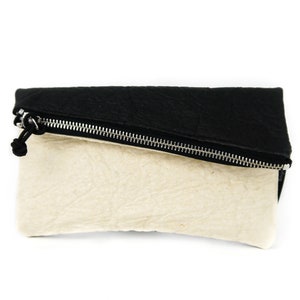 Vegan Pinatex Purse SARA Make Up Bag, two colours, black & white, handcrafted image 2