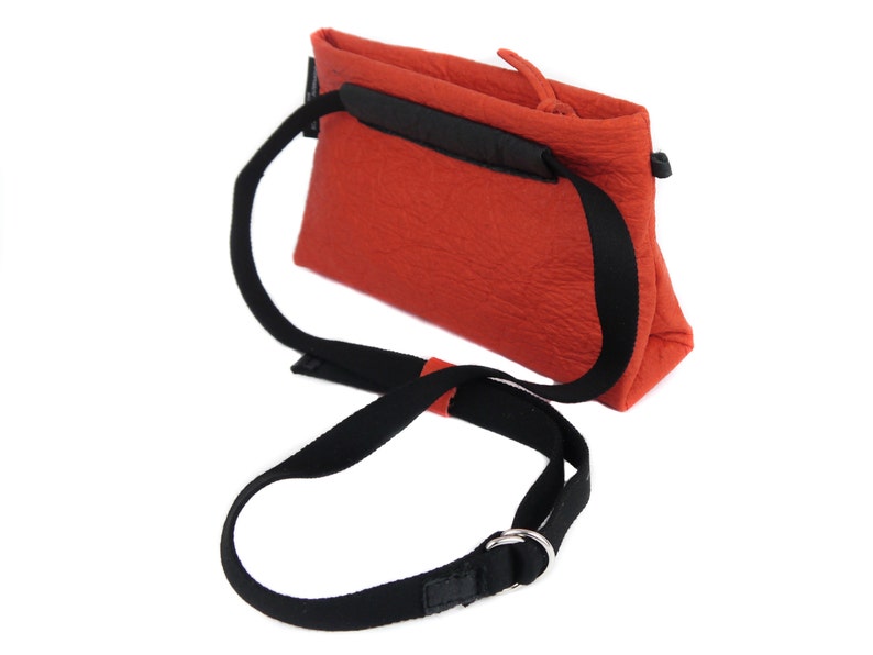 Vegan PINATEX multi bag PARIS in red. Suitable as hip bag, cross body and clutch. image 5