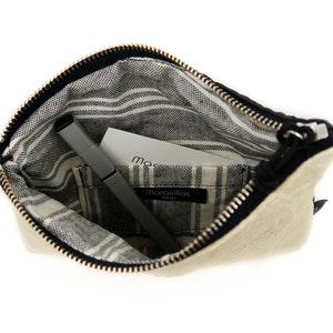 Vegan Pinatex Purse SARA Make Up Bag, two colours, black & white, handcrafted image 3