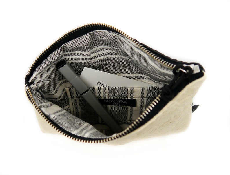 Vegan Pinatex Purse SARA Make Up Bag, two colours, black & white, handcrafted image 3