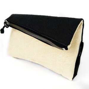 Vegan Pinatex Purse SARA Make Up Bag, two colours, black & white, handcrafted image 4