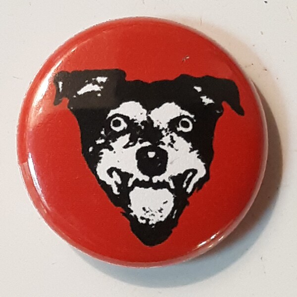 Button Pinback Smiling Dog 1 inch.