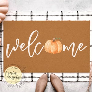 Pumpkin Welcome Mat, Pumpkin Doormat, Fall Doormat, Fall Decor, Welcome Doormat