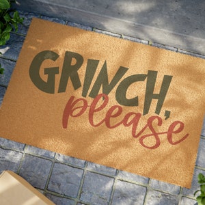 Grinch Please Doormat, Holiday Doormat, Christmas Doormat, Christmas Decor, Holiday Decor