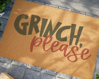 Grinch Please Doormat: Humorous Holiday Decor