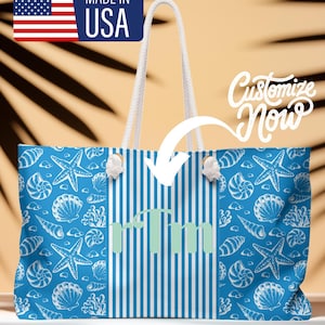 Anpassad Monogram Sea Shell Tote: Stor weekendväska