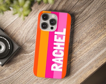 Personalized Striped Phone Case: Custom Name Matte TPU