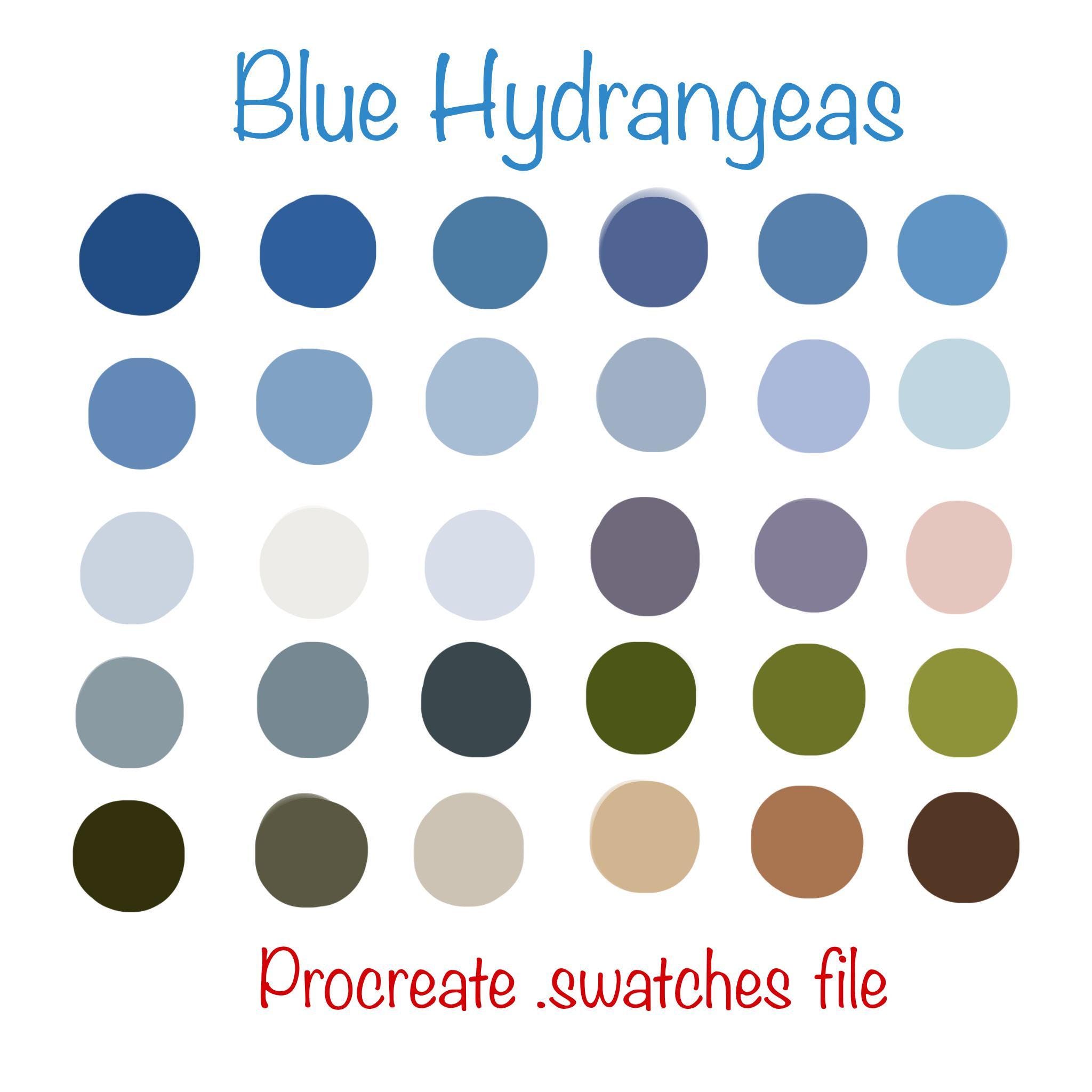 ブルーアジサイ Procreate カラーパレット（.swatches）30色＋Hexコード