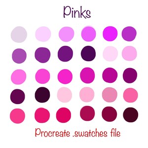 Procreate Color Palette .swatches file, Pink colors Procreate color bundle. Hex codes and color scheme for digital artwork.