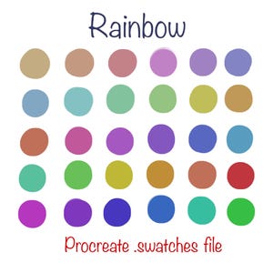 Procreate Color Palette .swatches file, Rainbow colors Procreate color bundle. Hex codes and color scheme for digital artwork.