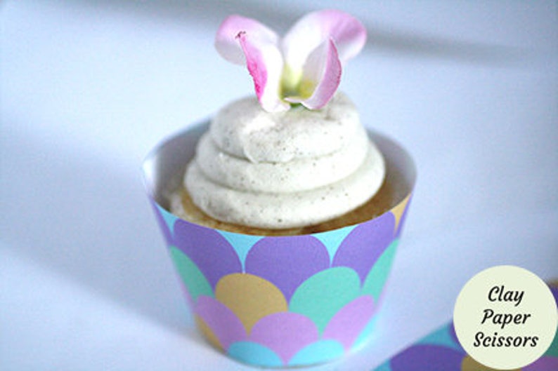 Mermaid Beach Party Cupcake Holders With a Fish Scale Pattern. Etsy