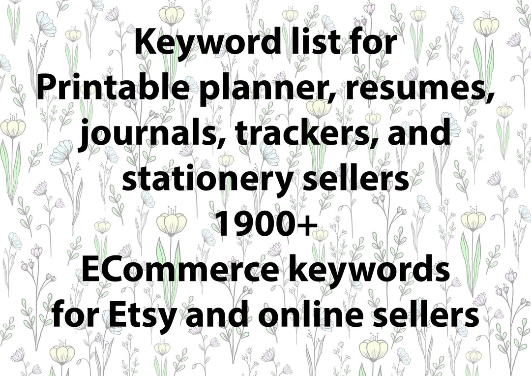 Keyword List for Printable Resumes Journals Stationery Etsy