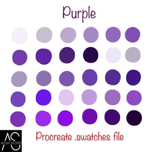 Procreate Color Palette .swatches file, Purple colors Procreate color bundle. Hex codes and color scheme for digital artwork.